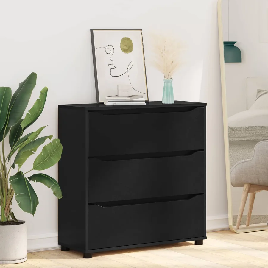 Armoire de rangement Noir 80 x 31 x 81 cm Bois d'ingénierie - 6