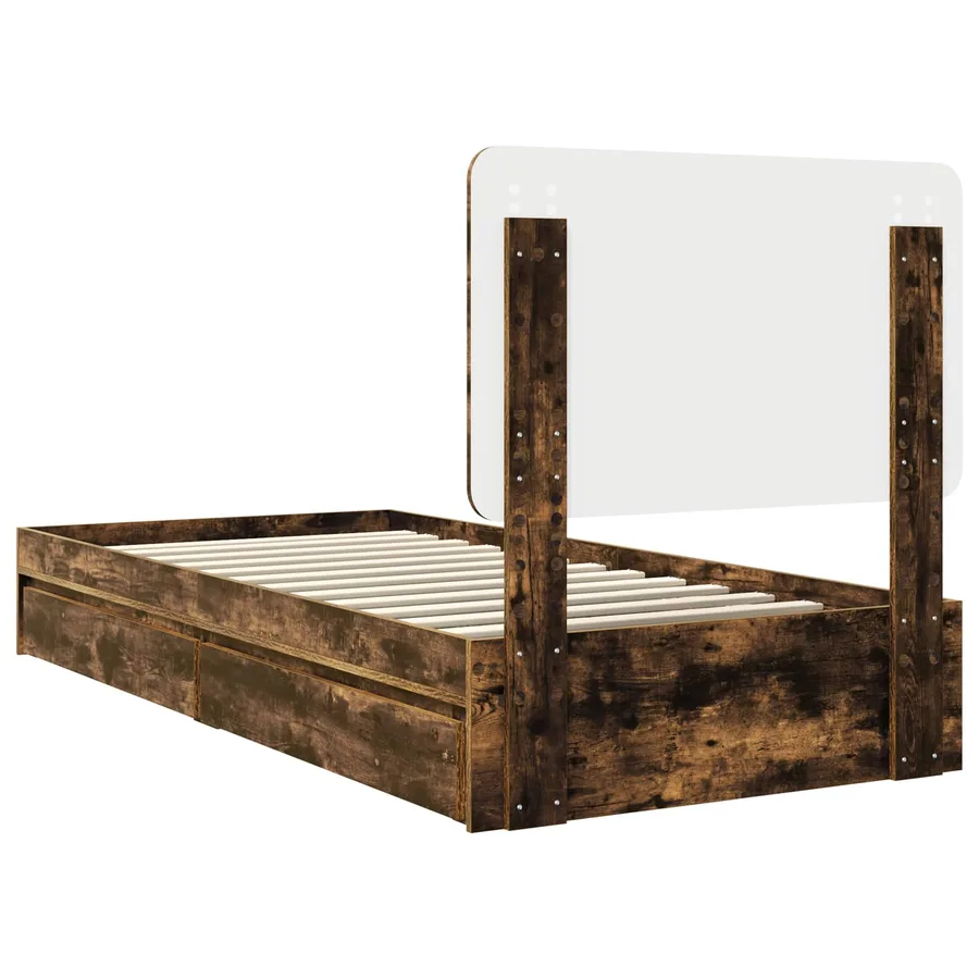 Lit de Rangement Chêne fumé 90 x 190 cm Bois d'ingénierie - 10