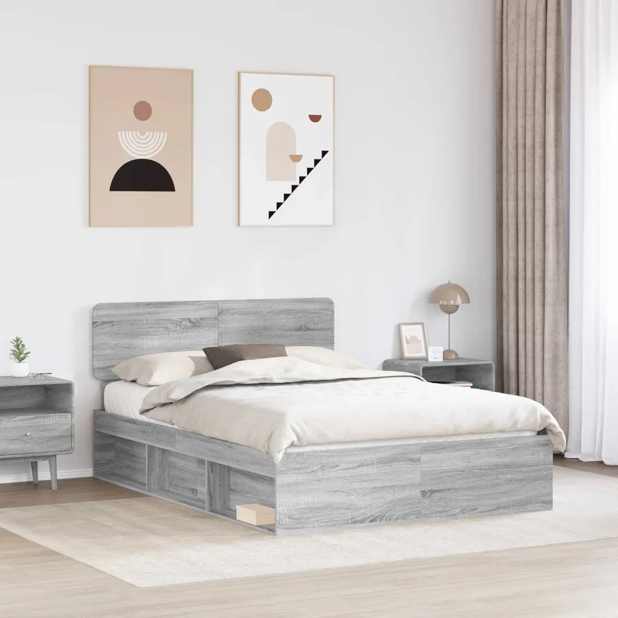 Cadre de lit Gris Sonoma 140 x 200 cm Pin massif - 3