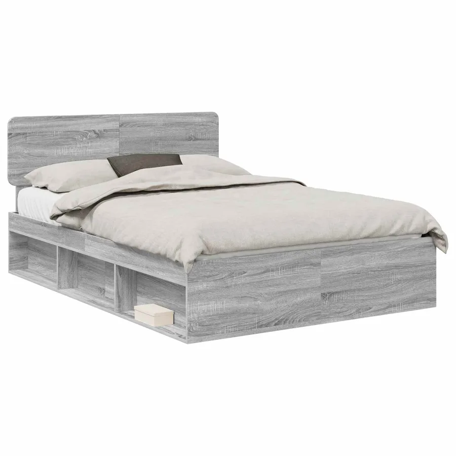 Cadre de lit Gris Sonoma 140 x 190 cm Pin massif - 2