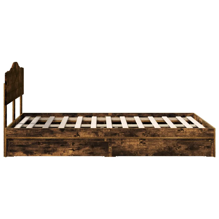 Lit de Rangement Chêne fumé 120 x 200 cm Bois d'ingénierie - 9