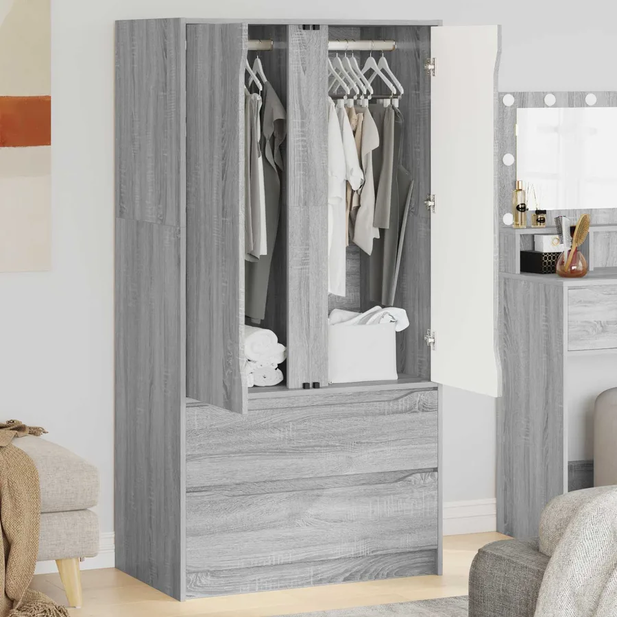 Armoire Gris Sonoma 79,5 x 49 x 156 cm Bois d’ingénierie - 4