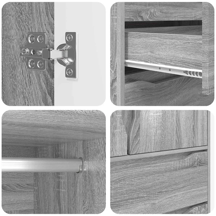 Armoire Gris Sonoma 79,5 x 49 x 156 cm Bois d’ingénierie - 8