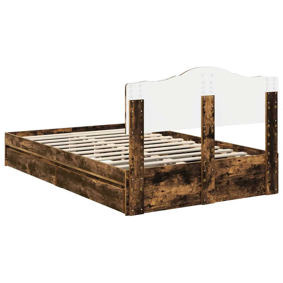 Lit de Rangement Chêne fumé 120 x 190 cm Bois d'ingénierie - 10