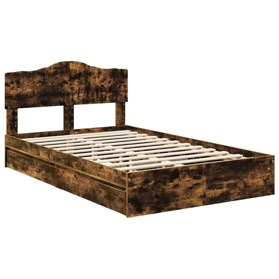 Lit de Rangement Chêne fumé 120 x 190 cm Bois d'ingénierie - 4