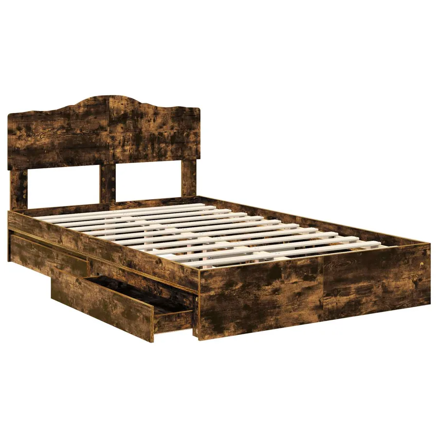 Lit de Rangement Chêne fumé 120 x 190 cm Bois d'ingénierie - 5
