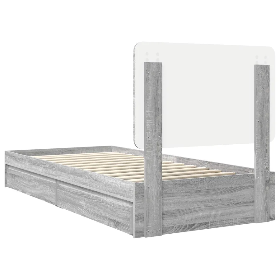 Lit de Rangement Gris Sonoma 90 x 200 cm Bois d'ingénierie - 10