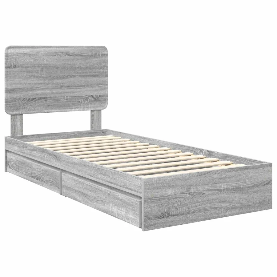 Lit de Rangement Gris Sonoma 90 x 200 cm Bois d'ingénierie - 4