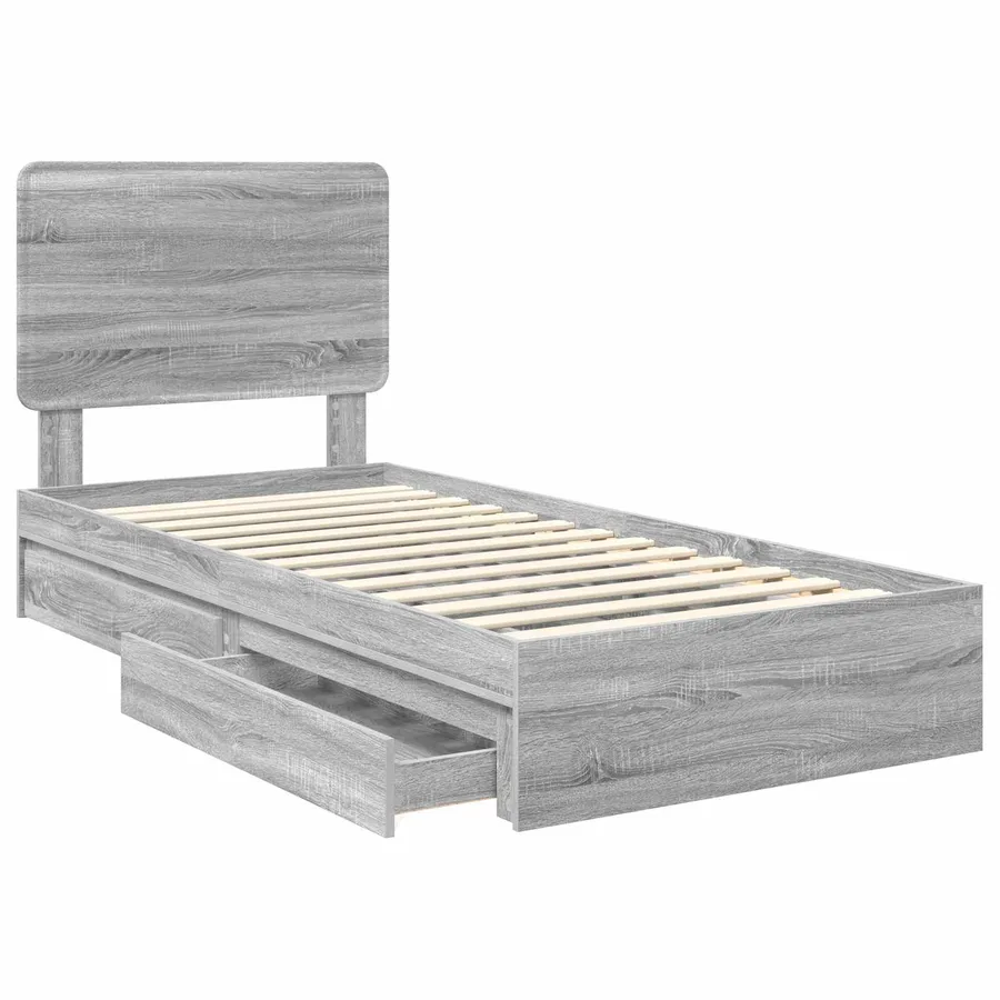 Lit de Rangement Gris Sonoma 90 x 200 cm Bois d'ingénierie - 5