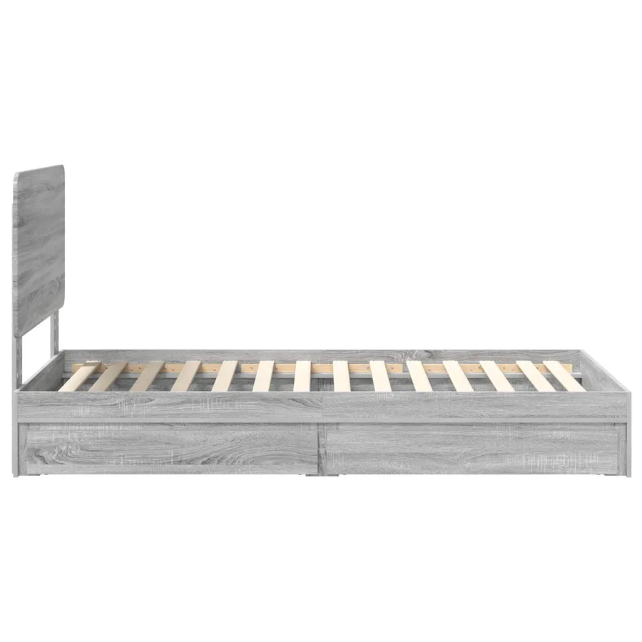 Lit de Rangement Gris Sonoma 90 x 200 cm Bois d'ingénierie - 9