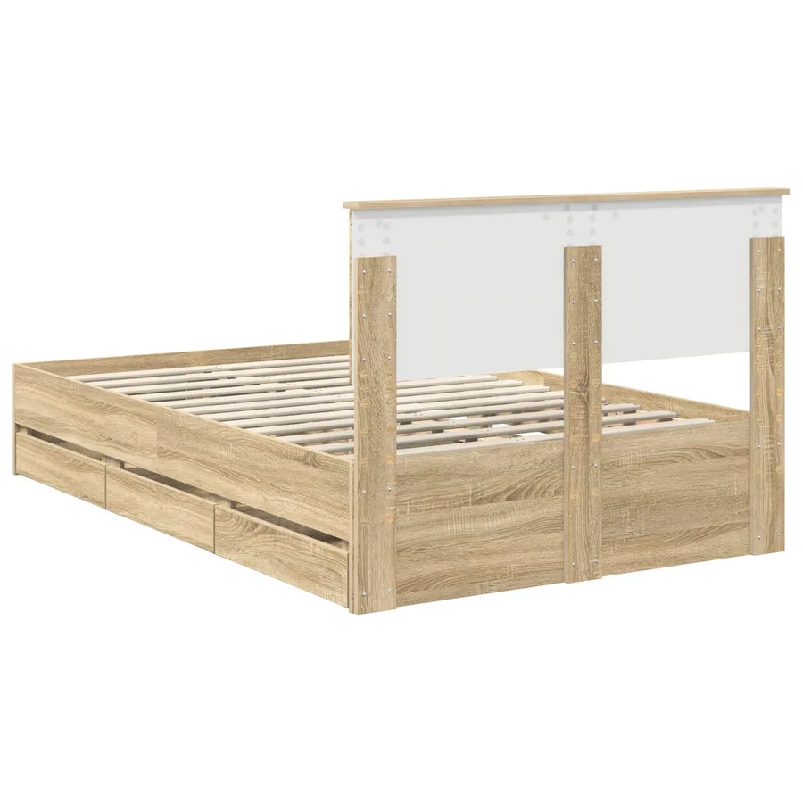 Cadre de lit Chêne Sonoma 120 x 200 cm Bois Ingénierie - 10