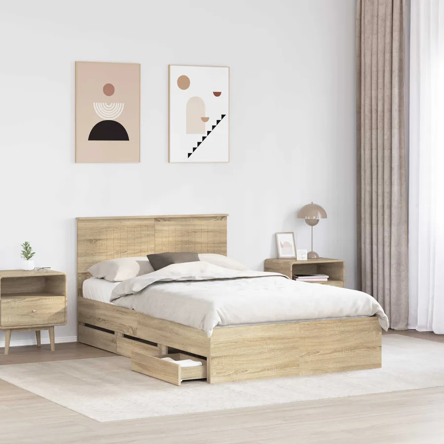 Cadre de lit Chêne Sonoma 120 x 200 cm Bois Ingénierie - 3