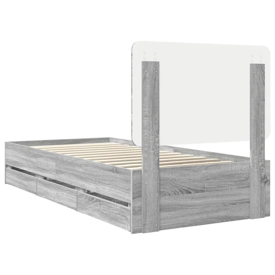Cadre de lit Gris Sonoma 90 x 190 cm Bois Ingénierie - 10