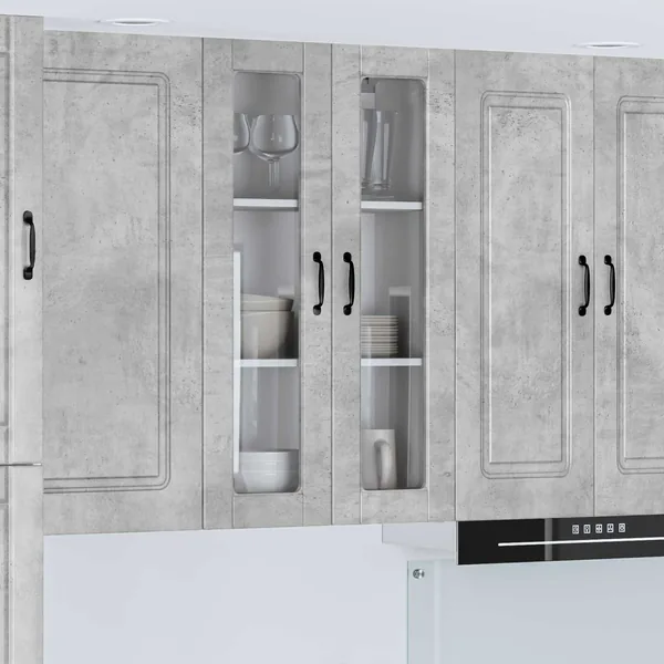 Cabinet en verre mural PORTO Gris béton 60 x 31 x 100 cm