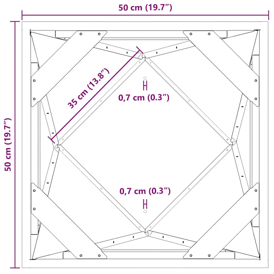Jardinière 2 pc Blanc 50 x 50 x 75 cm Acier - 12