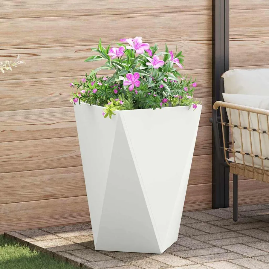 Jardinière 2 pc Blanc 50 x 50 x 75 cm Acier - 4