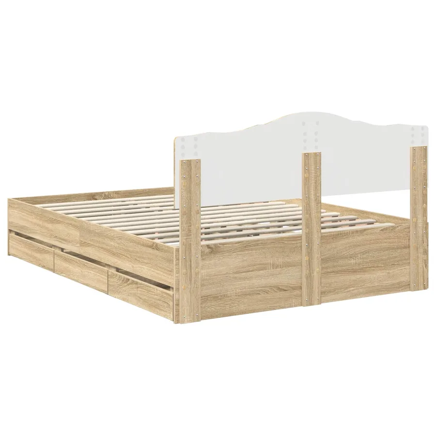 Cadre de lit Chêne Sonoma 160 x 200 cm Bois Ingénierie - 10
