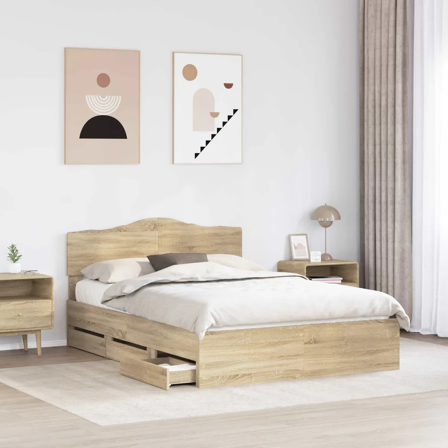 Cadre de lit Chêne Sonoma 160 x 200 cm Bois Ingénierie - 3