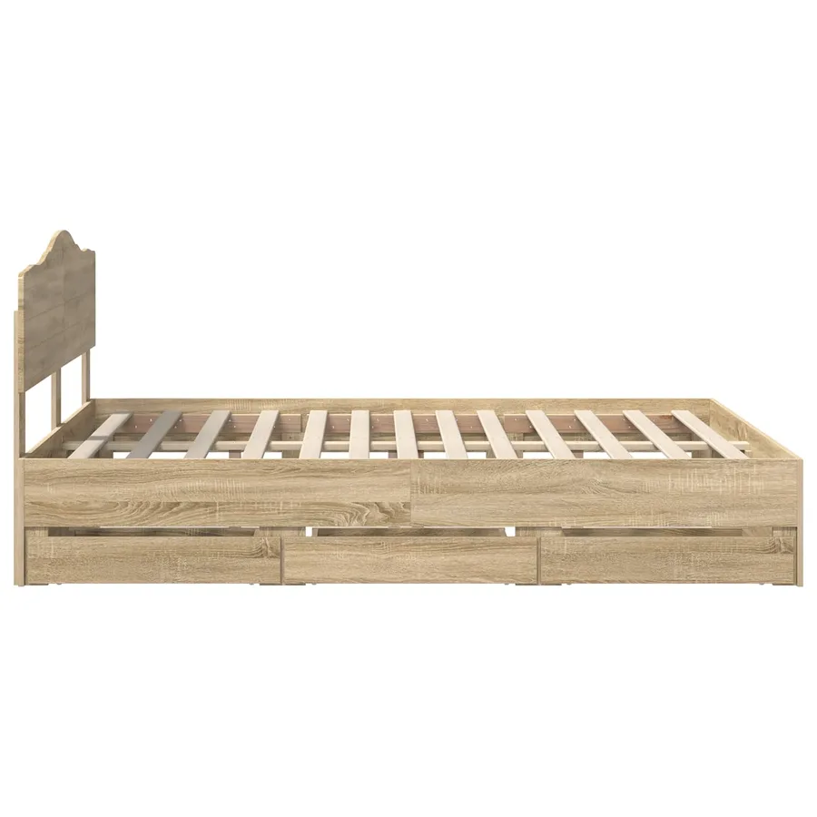 Cadre de lit Chêne Sonoma 160 x 200 cm Bois Ingénierie - 9