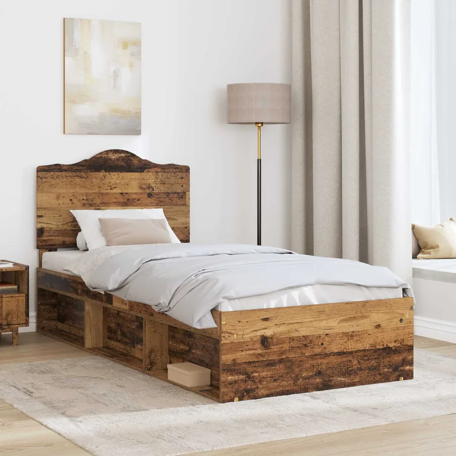 Cadre de lit Bois ancien 90 x 190 cm Pin massif - 3
