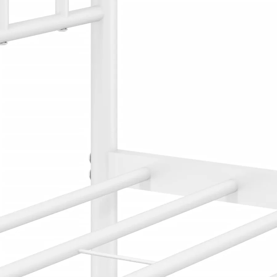 Cadre de lit métal sans matelas et pied de lit blanc 120x190 cm - 10
