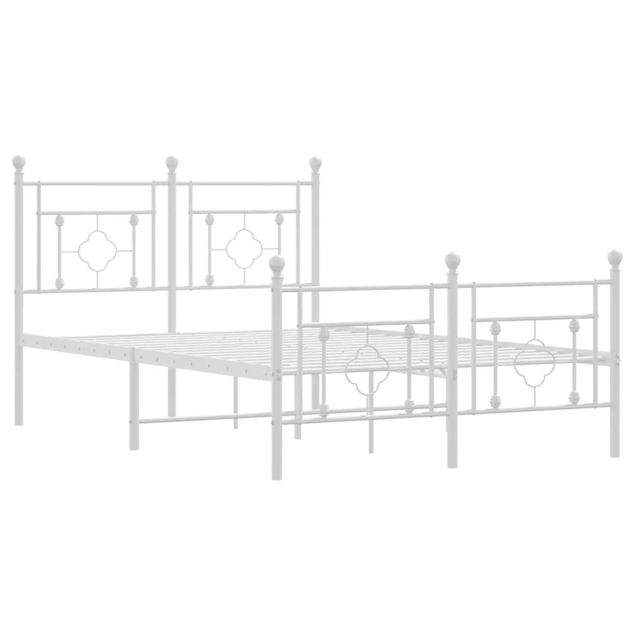 Cadre de lit métal sans matelas et pied de lit blanc 120x190 cm - 4