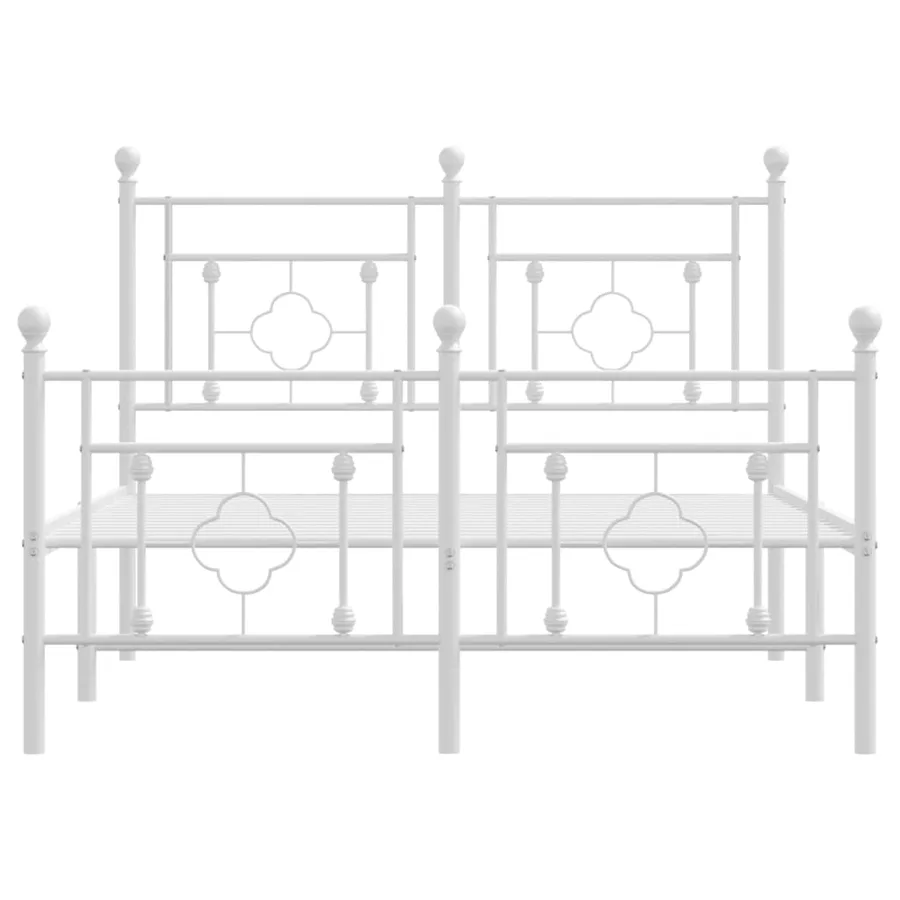 Cadre de lit métal sans matelas et pied de lit blanc 120x190 cm - 5