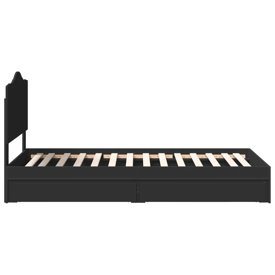 Lit de Rangement avec tiroir Noir 90 x 190 cm Bois d'ingénierie - 9