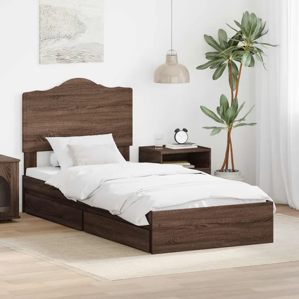 Lit de Rangement Chêne brun 90 x 190 cm Bois d'ingénierie