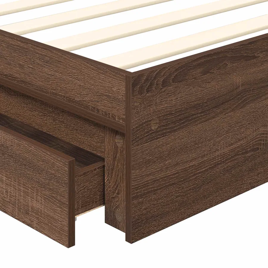 Lit de Rangement Chêne brun 90 x 190 cm Bois d'ingénierie - 11