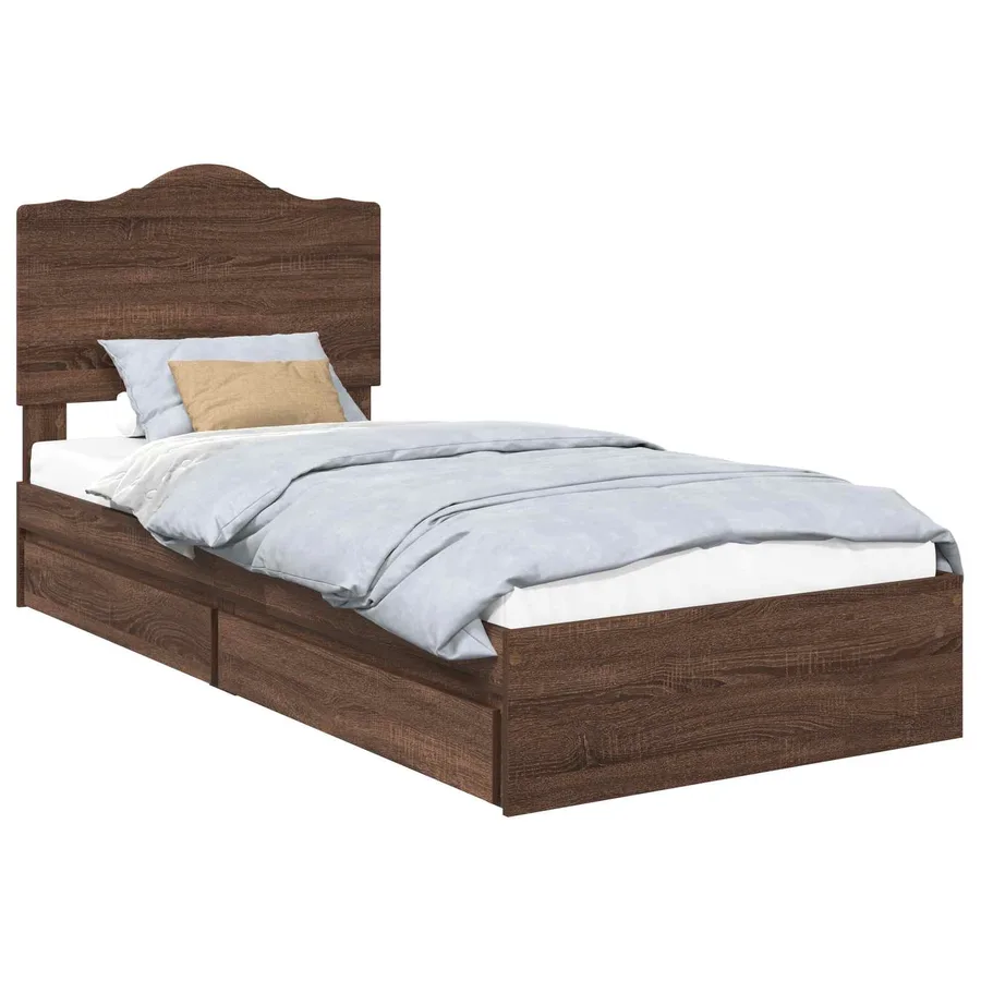 Lit de Rangement Chêne brun 90 x 190 cm Bois d'ingénierie - 2