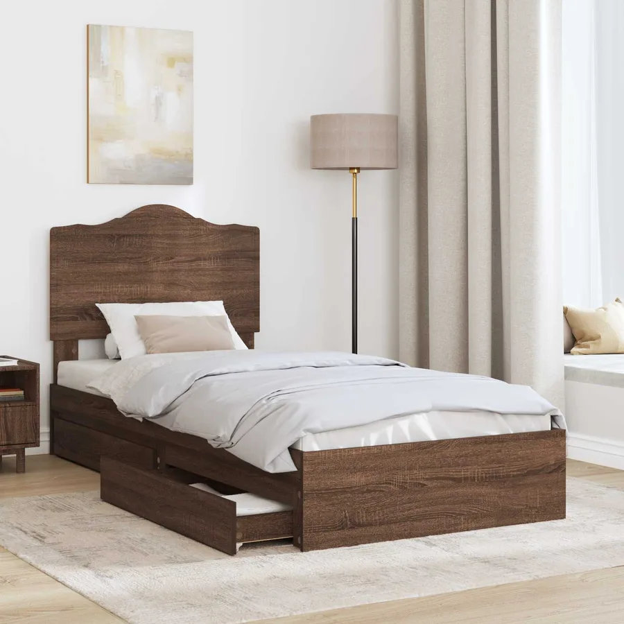 Lit de Rangement Chêne brun 90 x 190 cm Bois d'ingénierie - 3