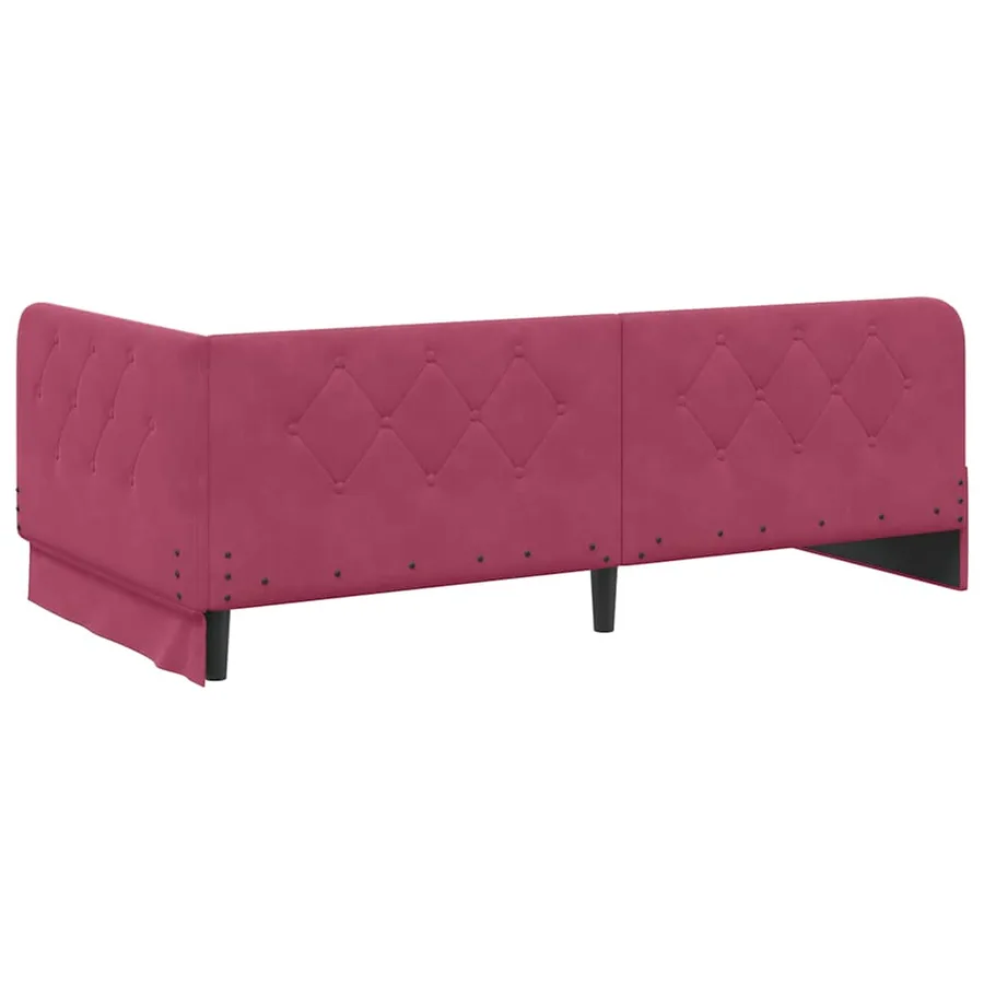 Cadre de lit d'angle Bordeaux 90 x 200 cm Velours - 7