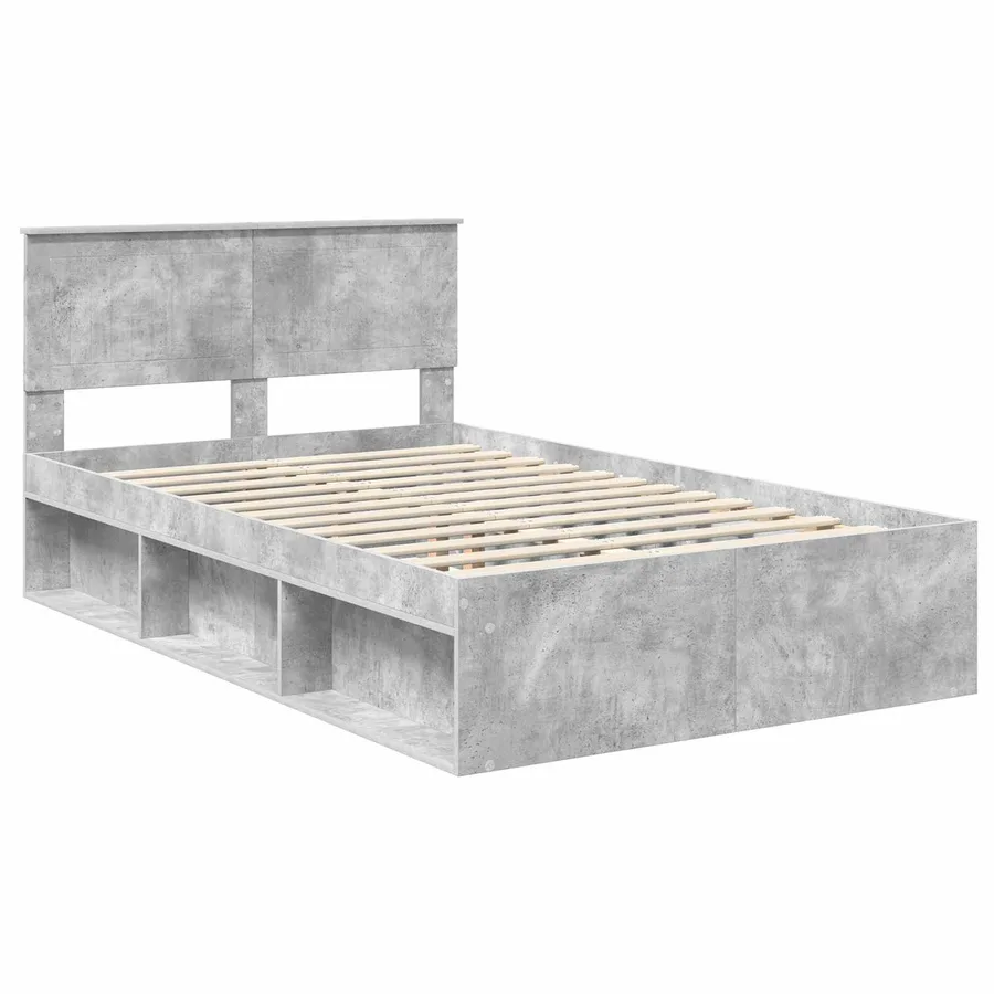 Cadre de lit avec tête de lit Béton 120 x 190 cm Pin massif - 4