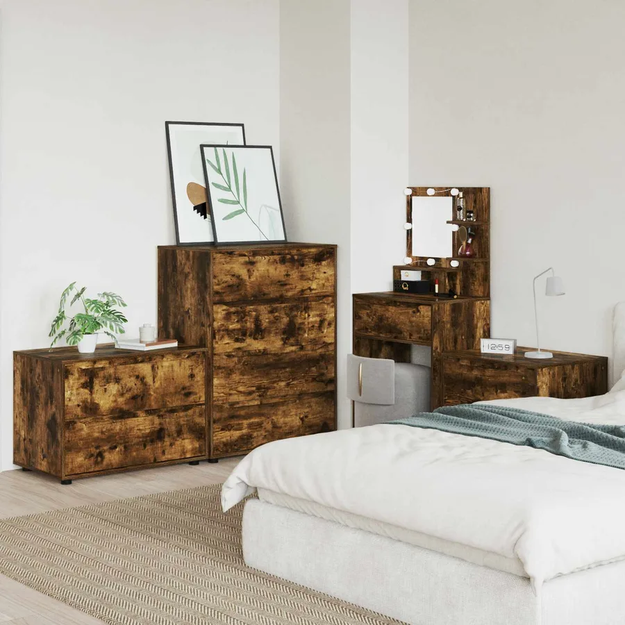 Armoire de rangement Chêne fumé 80 x 48 x 57 cm - 4