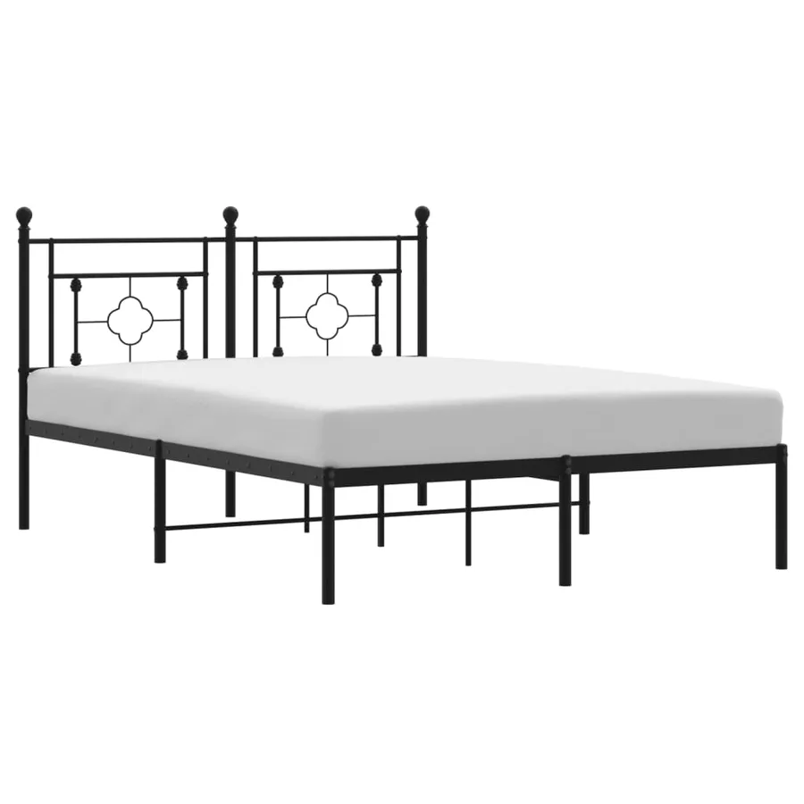 Cadre de lit métal sans matelas avec tête de lit noir 140x190cm - 2