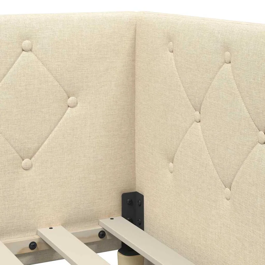 Cadre de lit d'angle Crème 90 x 200 cm tissu - 8