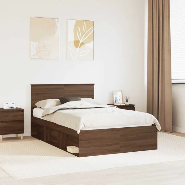 Cadre de lit Chêne brun 120 x 200 cm Pin massif