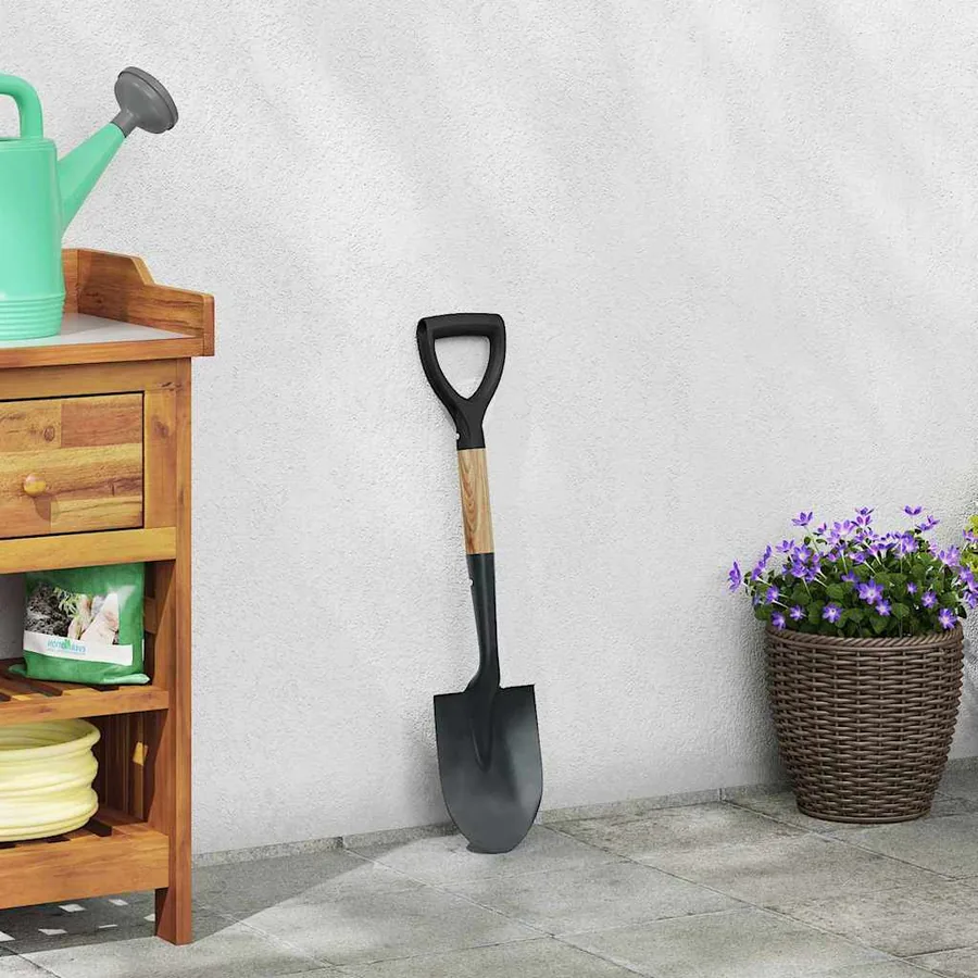 Pelle Noir 68,5 cm Acier Émaillé et Bois Massif