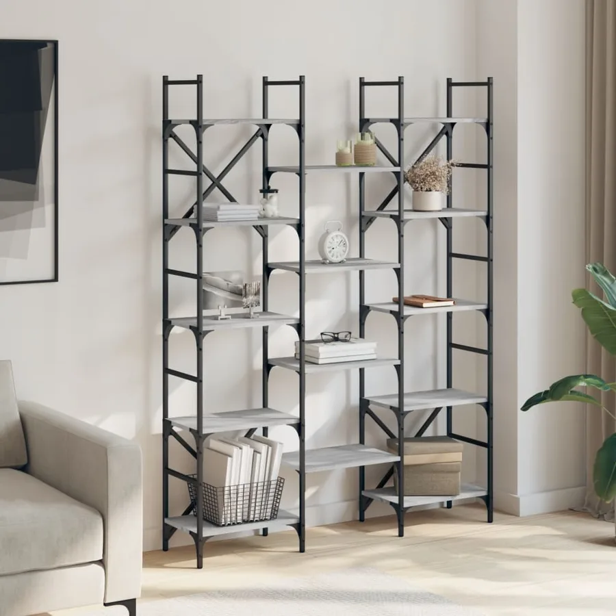 Bibliothèque sonoma gris 127,5x28,5x172,5 cm bois d'ingénierie - 3