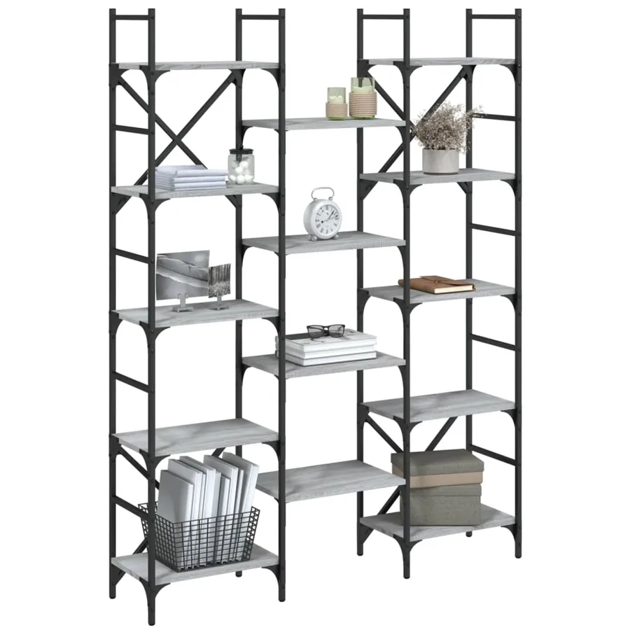 Bibliothèque sonoma gris 127,5x28,5x172,5 cm bois d'ingénierie - 4