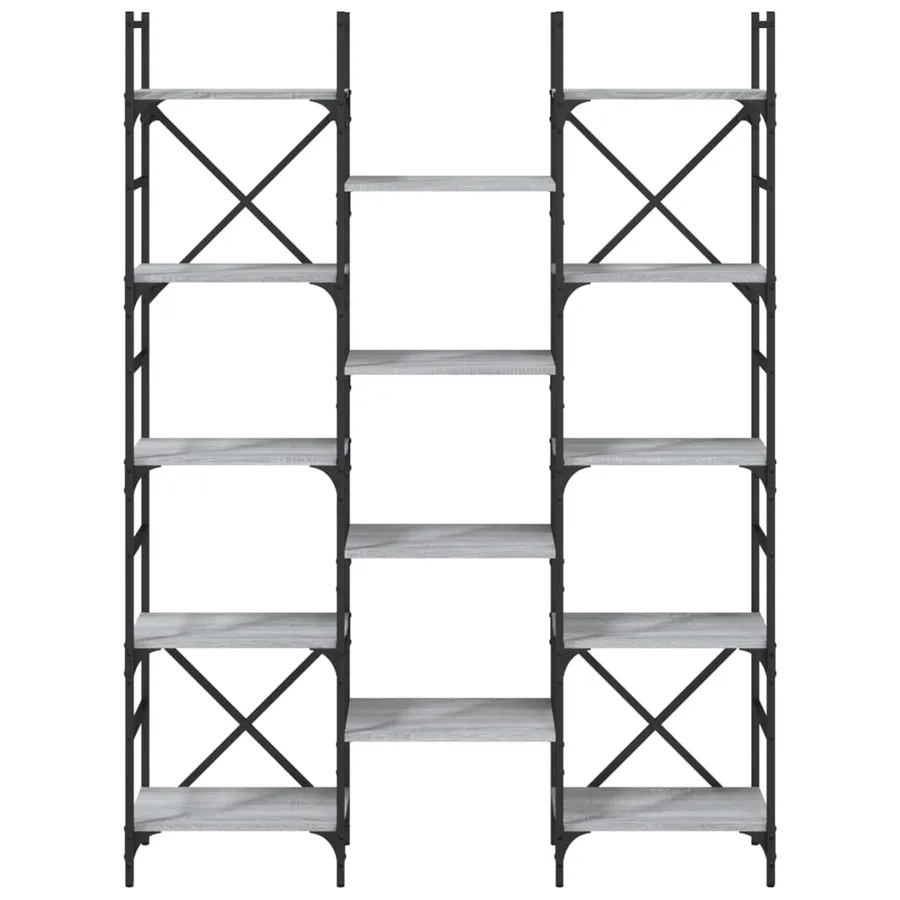 Bibliothèque sonoma gris 127,5x28,5x172,5 cm bois d'ingénierie - 5