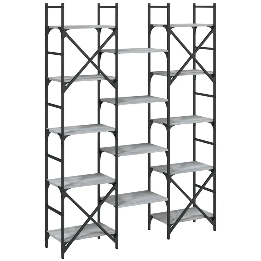Bibliothèque sonoma gris 127,5x28,5x172,5 cm bois d'ingénierie - 7