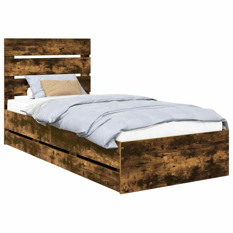 Cadre de lit Chêne fumé 100 x 200 cm Bois Ingénierie - 2