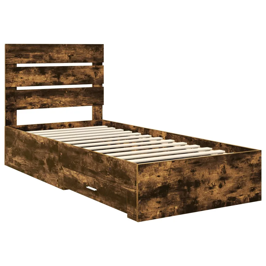 Cadre de lit Chêne fumé 100 x 200 cm Bois d'ingénierie - 4