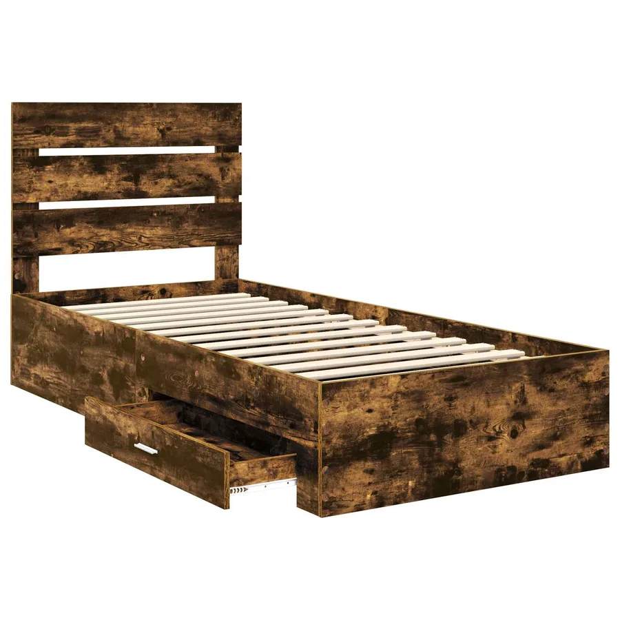 Cadre de lit Chêne fumé 100 x 200 cm Bois d'ingénierie - 5