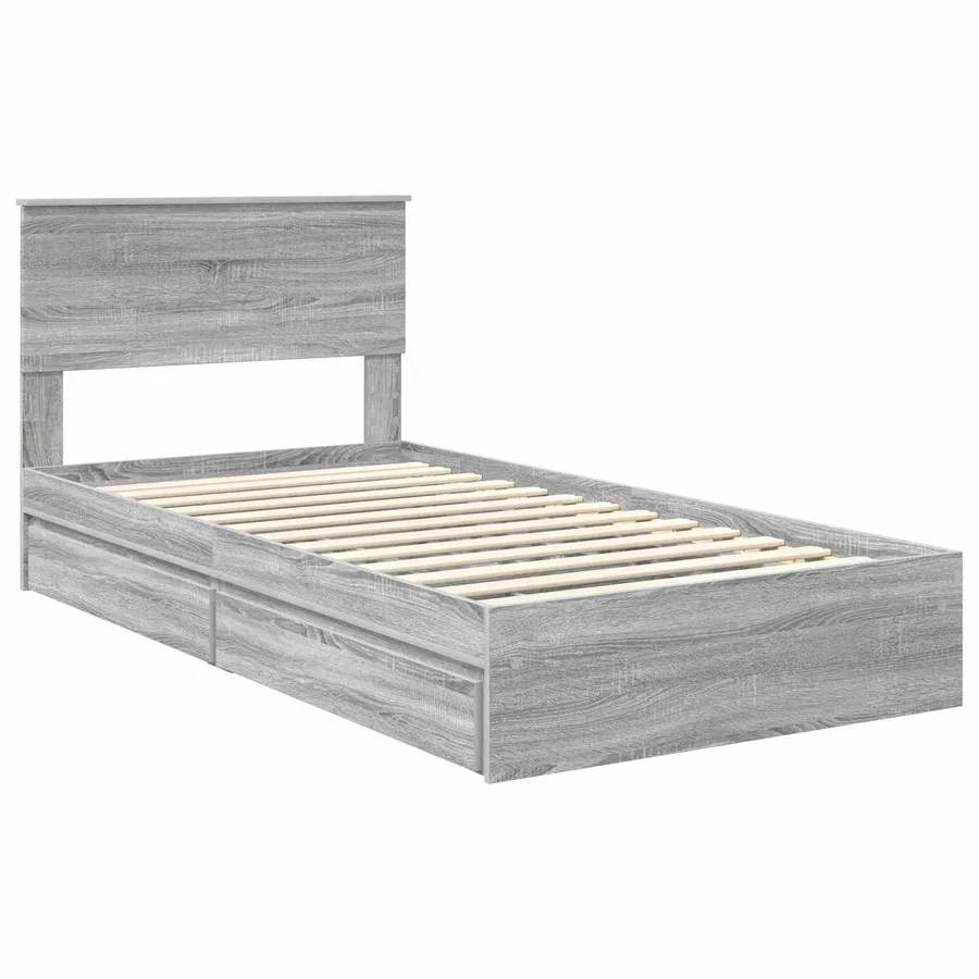 Lit de Rangement Gris Sonoma 100 x 200 cm Bois d'ingénierie - 4