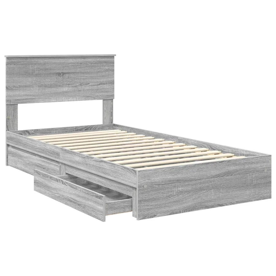 Lit de Rangement Gris Sonoma 100 x 200 cm Bois d'ingénierie - 5