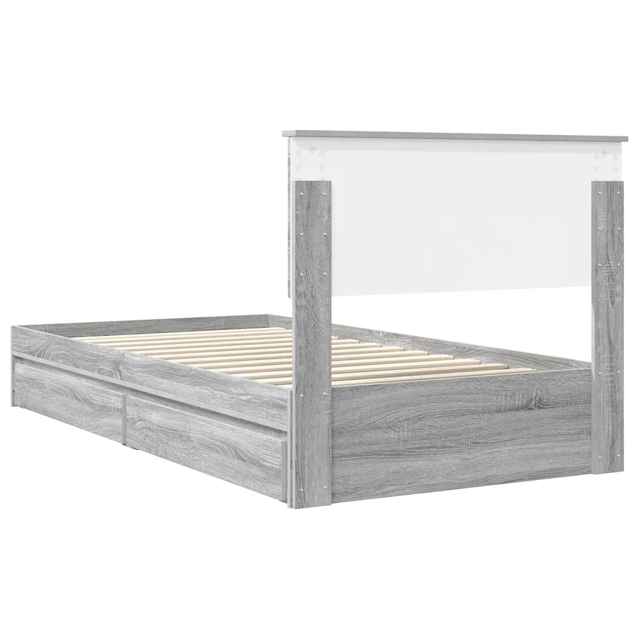 Lit de Rangement Gris Sonoma 100 x 200 cm Bois d'ingénierie - 8