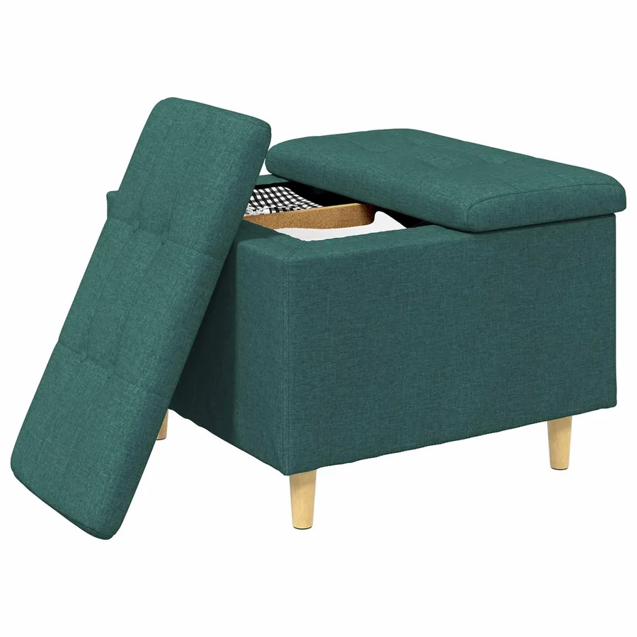 Pouf de rangement avec coussin Vert foncé 60 x 60 x 45 cm tissu - 3